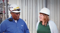 Kristen Pforr, VP of Operations at Care Chemicals, and William Joseph, shift supervisor.jpg