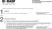 Grafik: Anmeldebogen zur Hauptversammlung der BASF SE am 30. April 2026 Grafik: Anmeldebogen zur Hauptversammlung der BASF SE am 30. April 2026