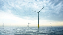 Wind turbines in the sea.