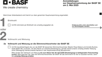Grafik: Anmeldebogen zur Hauptversammlung der BASF SE am 2. Mai 2025 Grafik: Anmeldebogen zur Hauptversammlung der BASF SE am 2. Mai 2025