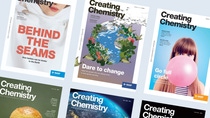 Collage of covers from the Creating Chemistry Magazine.