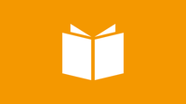 Symbol of an open book on a colored background.