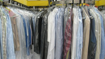 Line of clothes at a dry cleaner