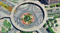 Shanghai city aerial view with street roundabout.; Shutterstock ID 114081061