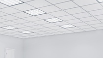 Empty bright office room with square lights. 3d rendering Empty bright office room with square lights. 3d rendering