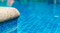 Stone border of swim pool