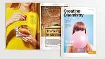 Top view of the open print magazine Creating Chemistry 11