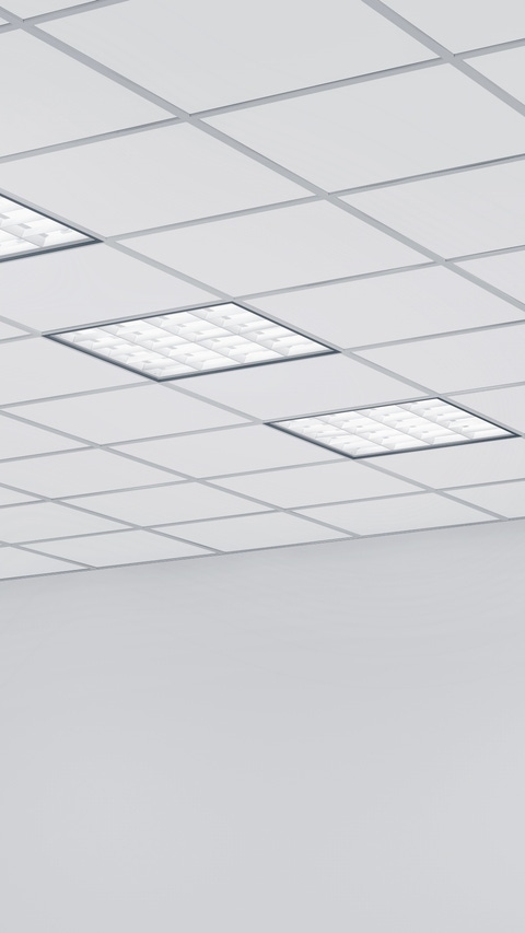 Empty bright office room with square lights. 3d rendering Empty bright office room with square lights. 3d rendering