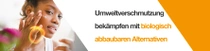 Eine Frau trägt ein biologisch abbaubares Produkt auf ihr Gesicht auf. Ein Lichtwirbel schwebt über ihrer Hand. Der Text lautet: „Umweltverschmutzung bekämpfen mit biologisch abbaubaren Alternativen.“ Eine Frau trägt ein biologisch abbaubares Produkt auf ihr Gesicht auf. Ein Lichtwirbel schwebt über ihrer Hand. Der Text lautet: „Umweltverschmutzung bekämpfen mit biologisch abbaubaren Alternativen.“