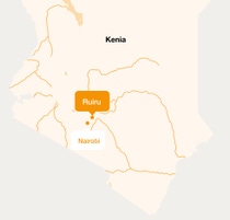 Karte von Kenia mit Standortbeschreibung von Ruiru. Karte von Kenia mit Standortbeschreibung von Ruiru.
