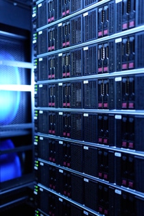 BASF has started up a new supercomputer at its Ludwigshafen site. The new BASF supercomputer, named Quriosity like its predecessor, is the world’s largest supercomputer used in industrial chemical research. Significantly more complex modeling, virtual experiments and simulations are possible with its 3 petaflops computing power (1 petaflops equals one quadrillion floating point operations per second). Quriosity has more than 1,000 compute nodes and 3,000 terabytes of storage capacity. The photo shows a close-up of a compute node rack of BASF's new supercomputer.