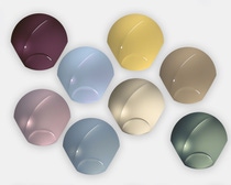 Fokusaufnahme von Schalen, die die BASF-Farbpalette verschiedener Autolacke zeigen